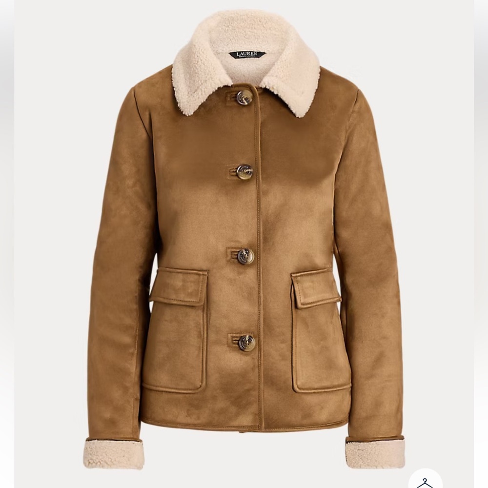 NWT Ralph Lauren Faux Sherling Sued women’s jacket size xl - Picture 3 of 11